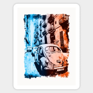 Barcelona Spain Vintage Streets Postcard Art Style Around The World Cataluña España Sticker